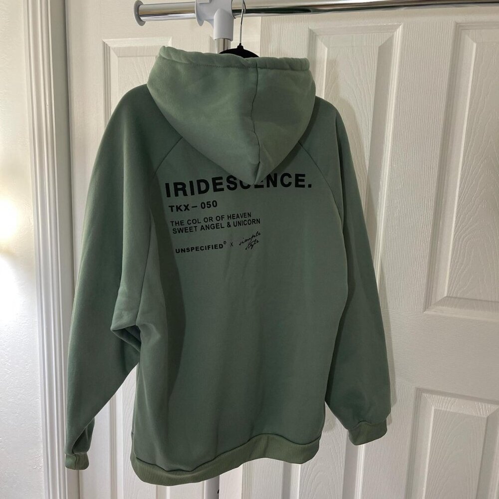 Iridescence Simple Style Green Oversized Hoodie
